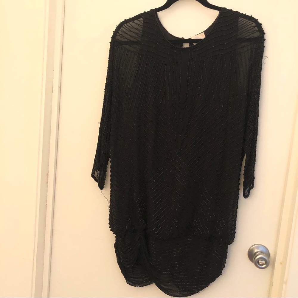 Black beaded Parker mini dress